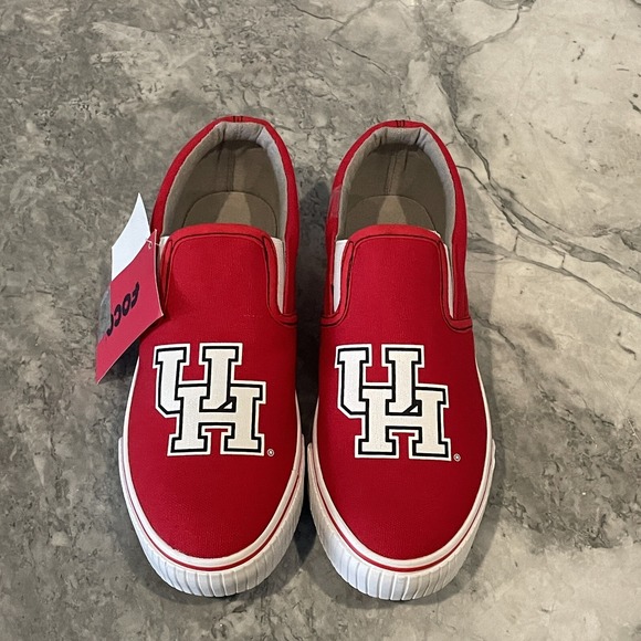 UNIVERSITY OF HOUSTON UH SLIP ON SHOES PHI SLAMMA MENS 7 WOMENS 8.5 RED WHITE - Picture 2 of 8